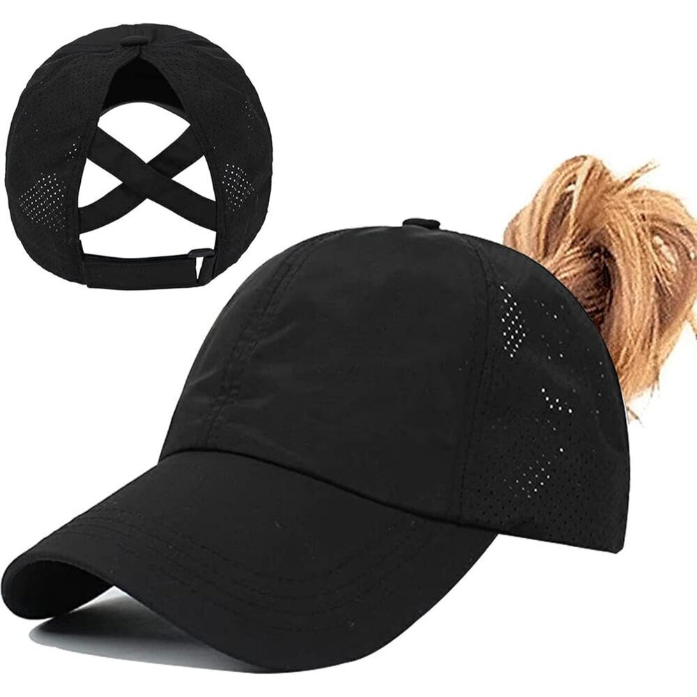 Women's Ponytail Hat Baseball Cap Quick Dry Adjustable Unisex Outdoor
